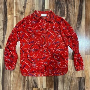Vintage 100% Polyester Long Sleeve Top Size M